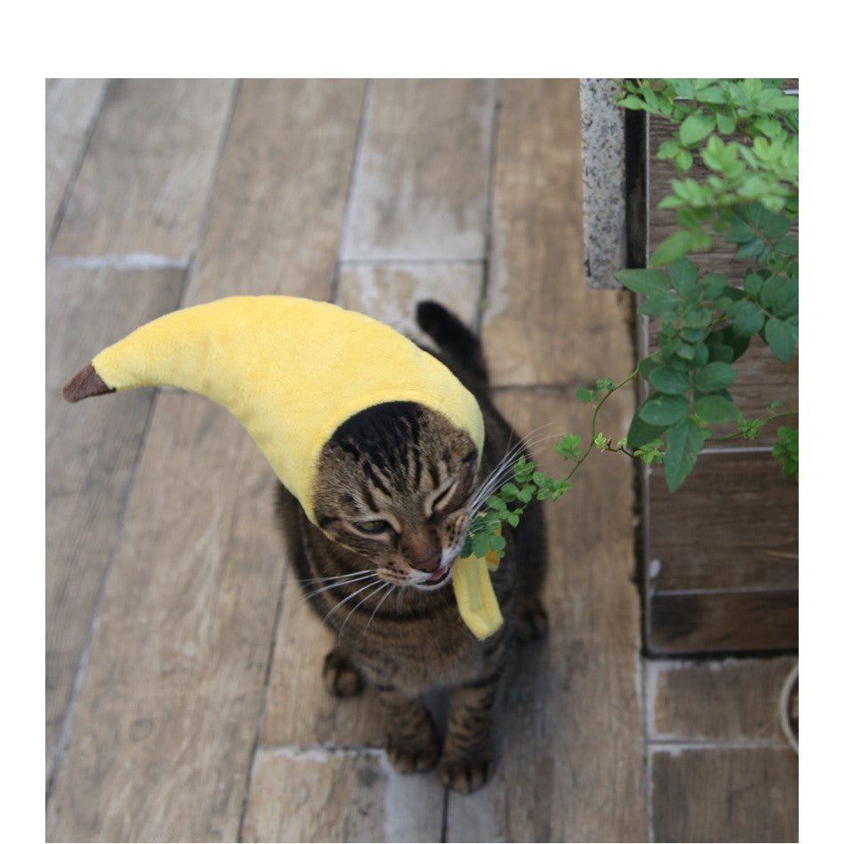 KFX-9895997 Yellow Banana Cross Hat for Medium Dogs and Pets - Adjustable Neck Circumference 30cm