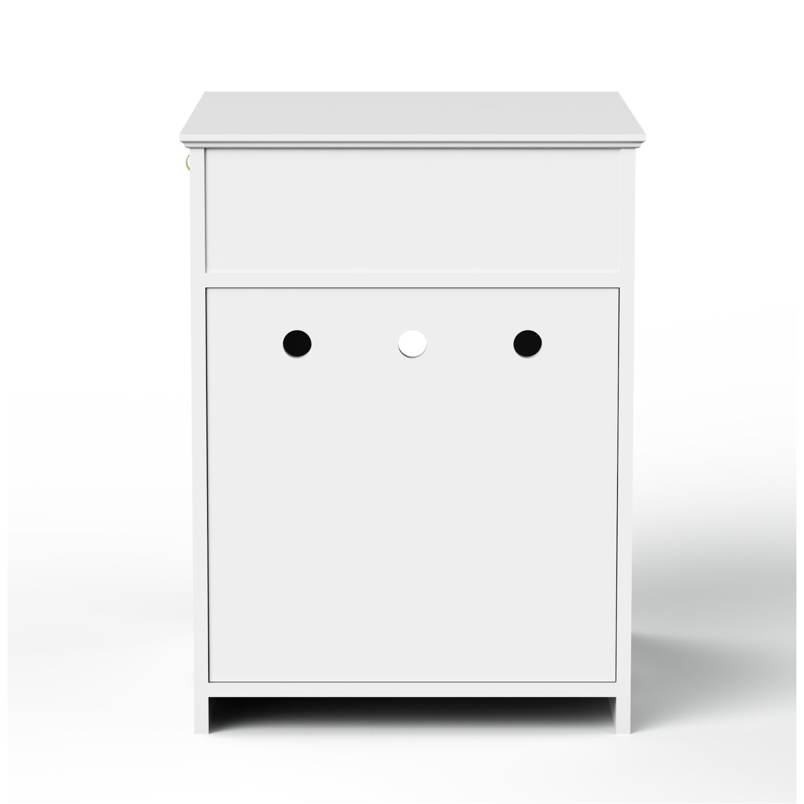 KFX-9900221 Wooden Cat Litter Box Enclosure with Drawer, Indoor Pet Crate and Side Table, White