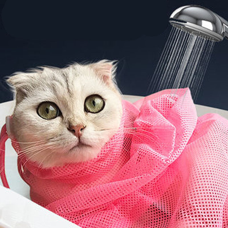 KFX-9902525 Cat Bathing Bag for Easy Grooming and Care - Mesh Polyester Fabric, Multi-Function Use