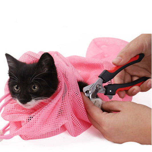 KFX-9902525 Cat Bathing Bag for Easy Grooming and Care - Mesh Polyester Fabric, Multi-Function Use