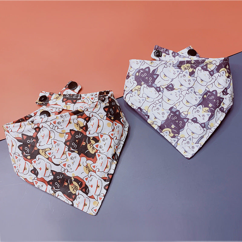 KFX-9904317 Cartoon Print Cotton Lucky Cat Scarf for Everyday Use