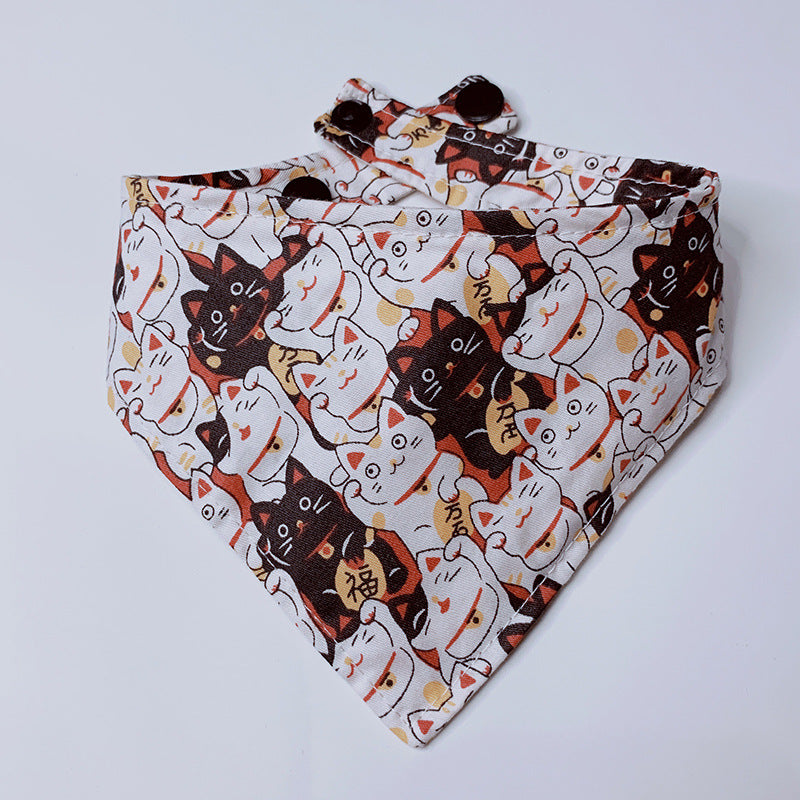 KFX-9904317 Cartoon Print Cotton Lucky Cat Scarf for Everyday Use