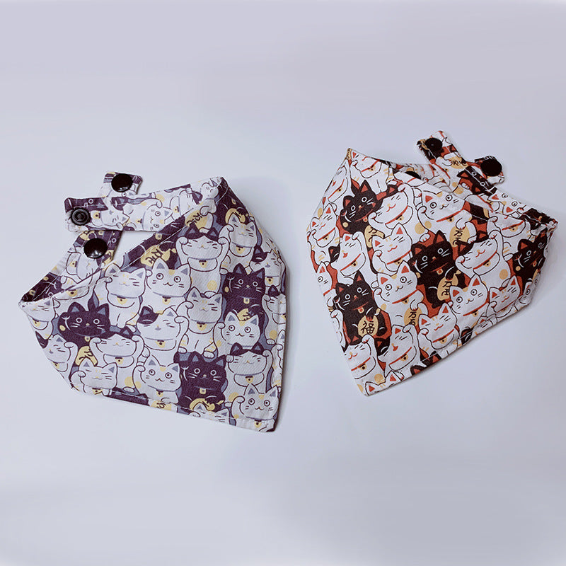 KFX-9904317 Cartoon Print Cotton Lucky Cat Scarf for Everyday Use