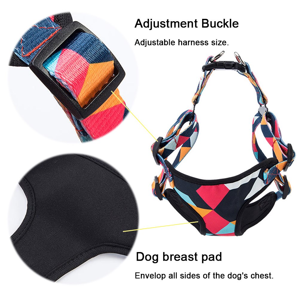 KFX-9905981 Comfortable Nylon Chest Harness for Medium and Large Dogs with Adjustable Traction and Padded Design
