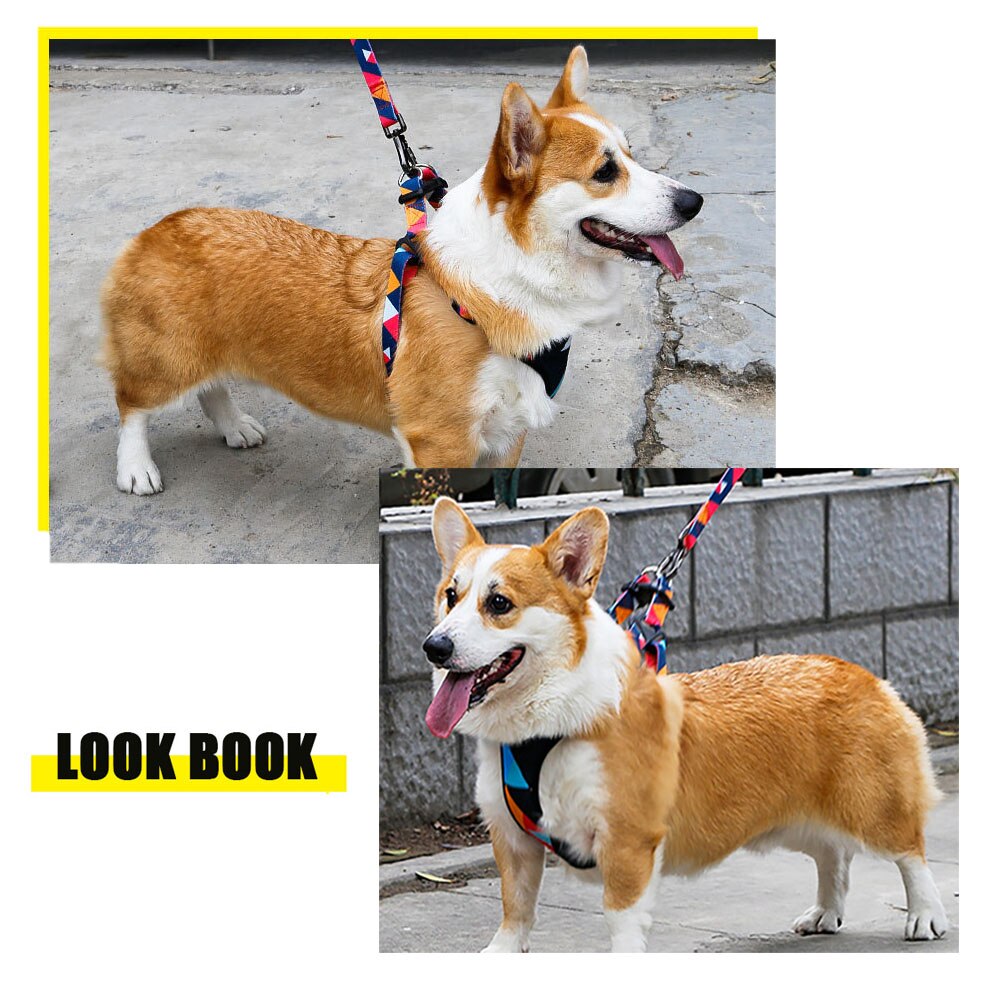 KFX-9905981 Comfortable Nylon Chest Harness for Medium and Large Dogs with Adjustable Traction and Padded Design