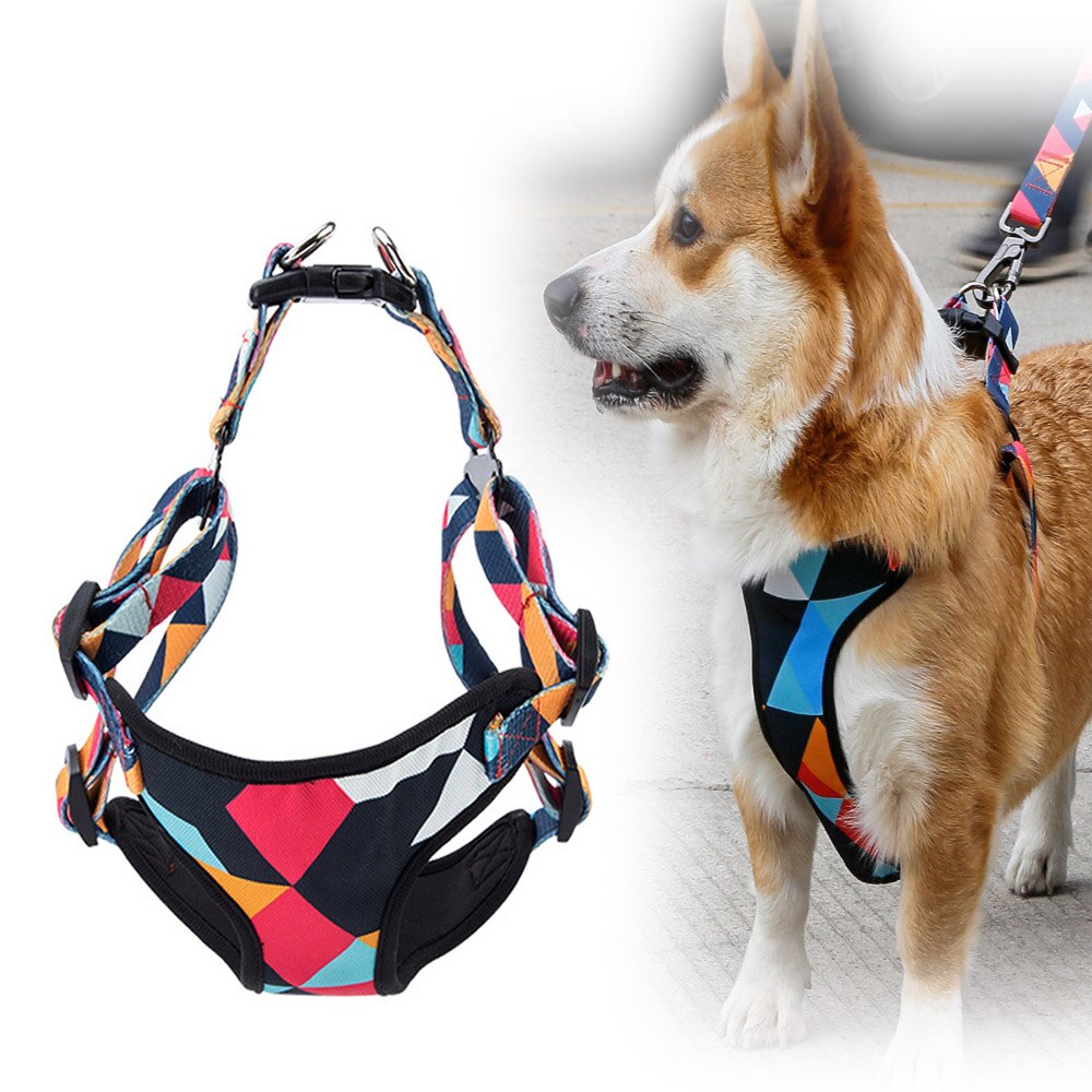 KFX-9905981 Comfortable Nylon Chest Harness for Medium and Large Dogs with Adjustable Traction and Padded Design