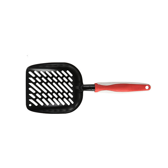 KFX-9908285 Extra Large Black Coated Aluminum Alloy Cat Litter Shovel with Various Hole Types for Efficient Cleaning