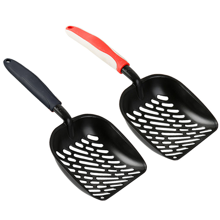 KFX-9908285 Extra Large Black Coated Aluminum Alloy Cat Litter Shovel with Various Hole Types for Efficient Cleaning