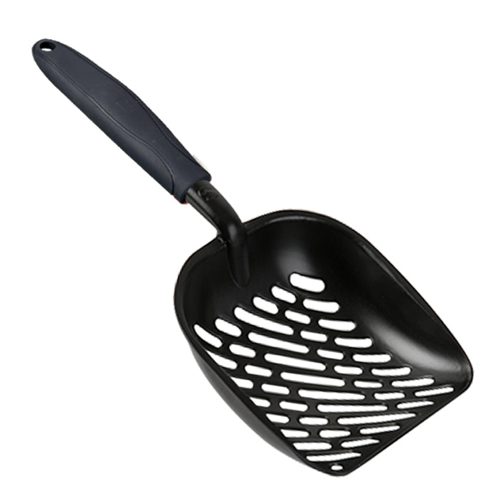 KFX-9908285 Extra Large Black Coated Aluminum Alloy Cat Litter Shovel with Various Hole Types for Efficient Cleaning