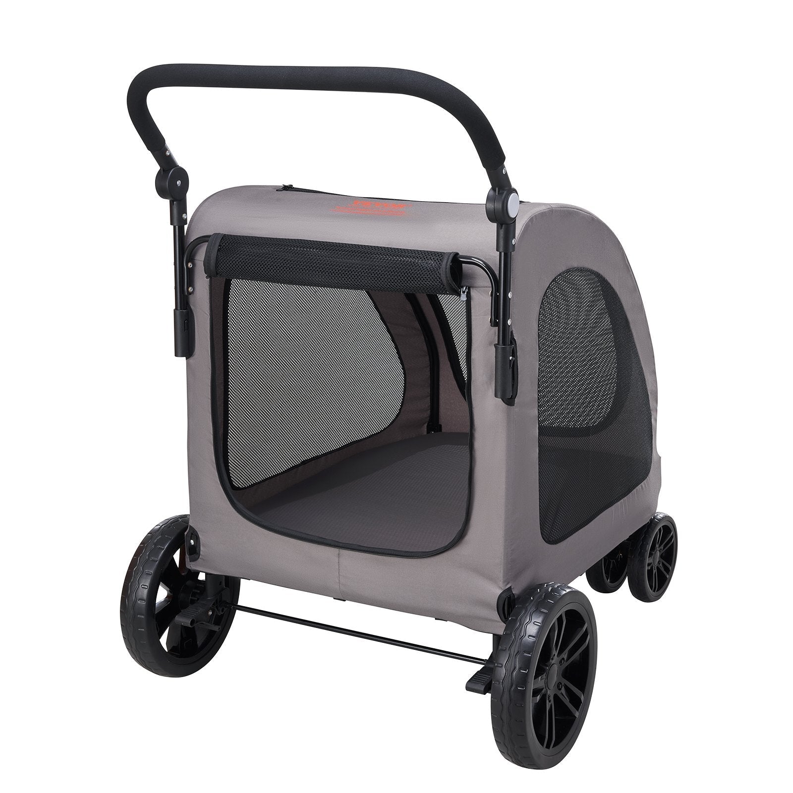 KFX-9908925 4-Wheel Pet Stroller with 160 lbs Capacity, Durable Alloy Frame, and Flexible Large Wheels