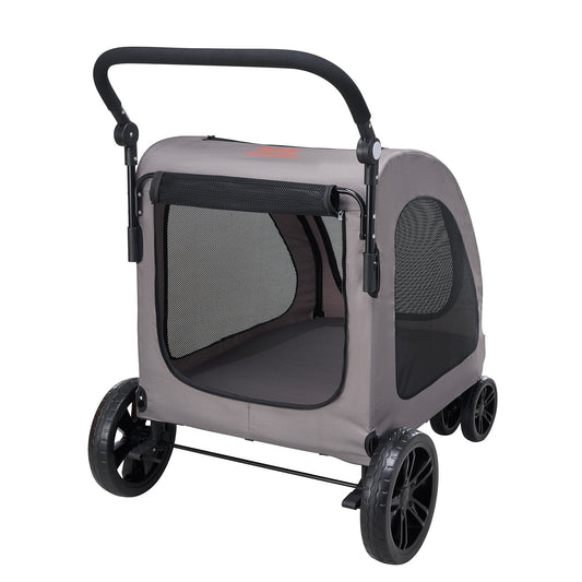 KFX-9908925 4-Wheel Pet Stroller with 160 lbs Capacity, Durable Alloy Frame, and Flexible Large Wheels