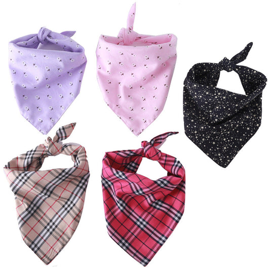 KFX-9910077 Cotton Triangle Dog Scarf - Adjustable Size Pet Saliva Towel for Stylish Comfort