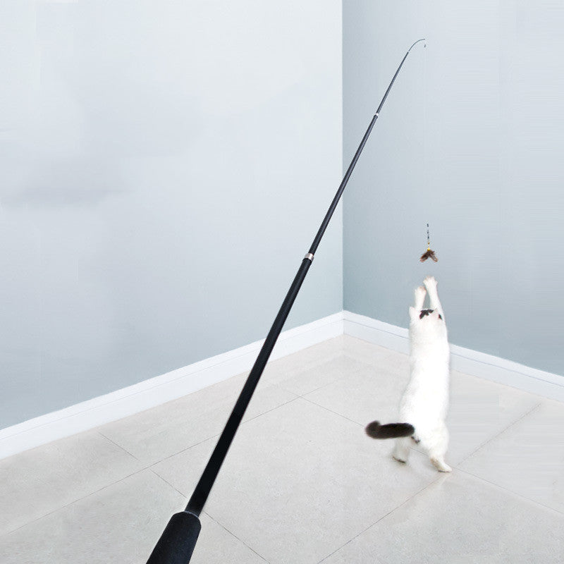 KFX-9913277 Extendable 180cm Cat Toy Stick with Feather Replacement Head and Bells