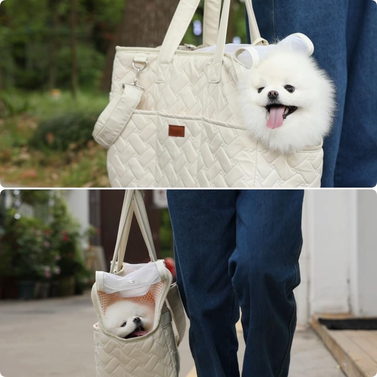 KFX-9915709 Breathable Pet Carrier Tote for Small Dogs and Cats with Soft Cushion and Multiple Pockets, Ideal for Travel and Outdoor Use