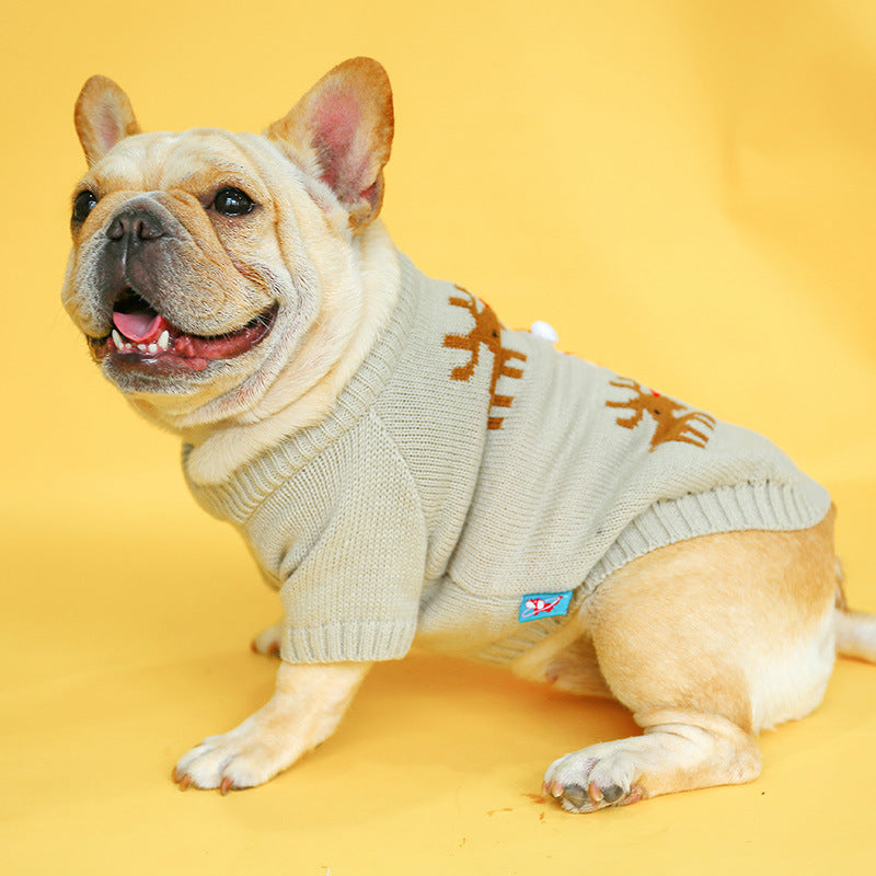 KFX-9916221 Cozy Elk Design Acrylic Sweater for Pets – Casual Holiday Attire