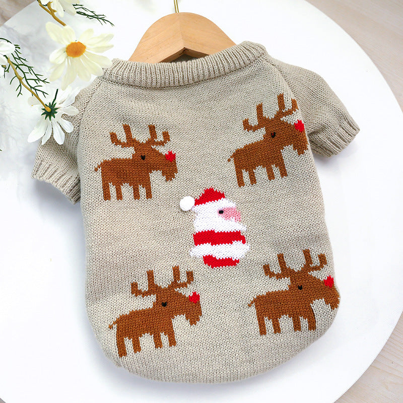 KFX-9916221 Cozy Elk Design Acrylic Sweater for Pets – Casual Holiday Attire