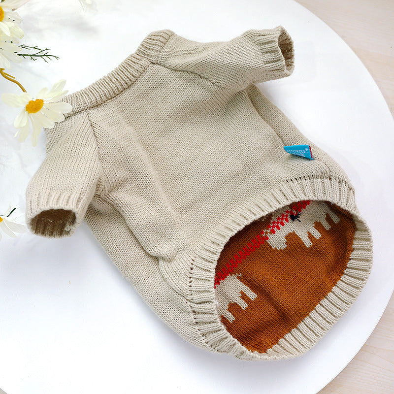 KFX-9916221 Cozy Elk Design Acrylic Sweater for Pets – Casual Holiday Attire
