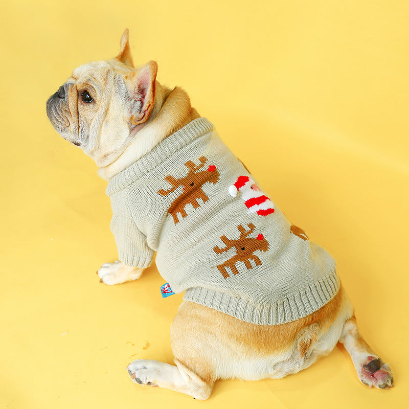 KFX-9916221 Cozy Elk Design Acrylic Sweater for Pets – Casual Holiday Attire