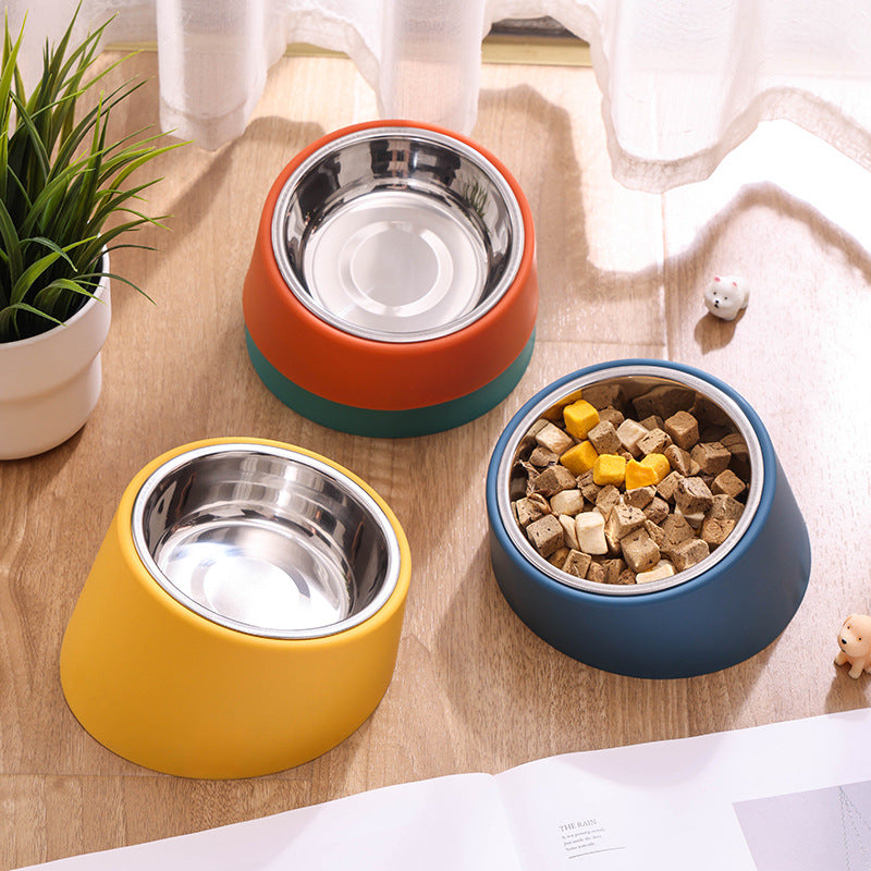 KFX-9918397 Plus-sized Deep Pet Bowl with Neck Protection Design - Available in Various Colors and Stainless Steel Options
