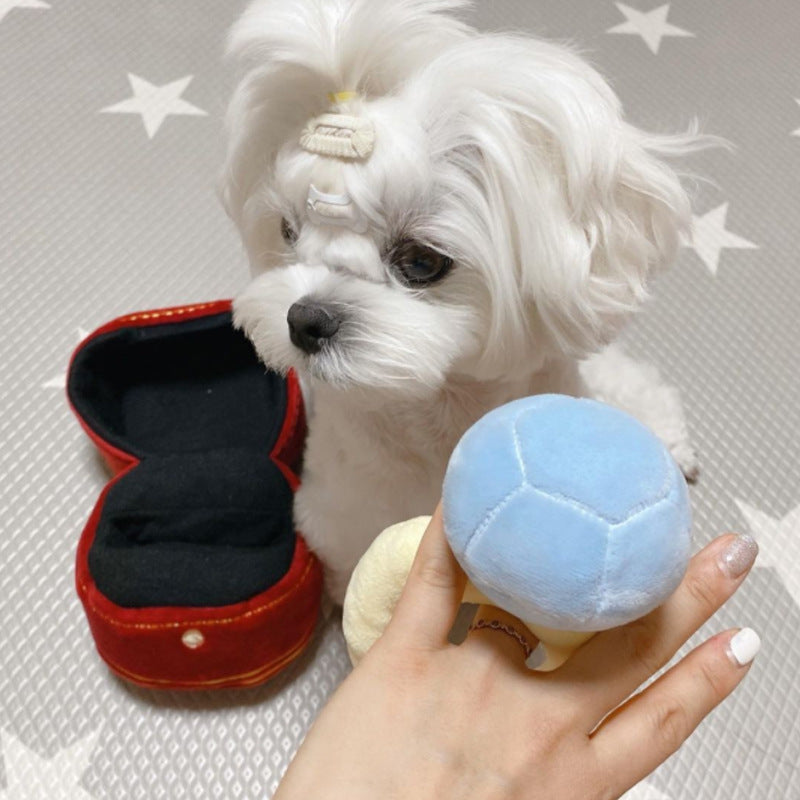 KFX-9919037 Plush Diamond Ring Dog Toy with Sound - 18x10cm