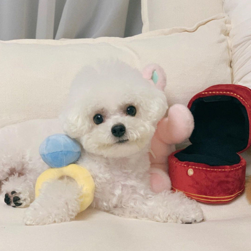 KFX-9919037 Plush Diamond Ring Dog Toy with Sound - 18x10cm