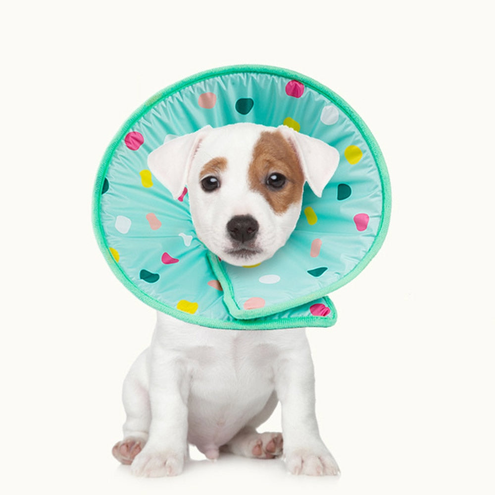 KFX-9920189 Light Blue Anti-Lick and Scratch Protection Ring for Pets - Durable Polyester Collar Accessory