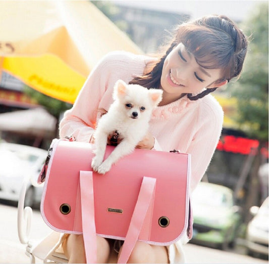 KFX-9920445 One-Shoulder Leather Pet Carry Bag - 37cm x 18cm x 23cm Portable Design
