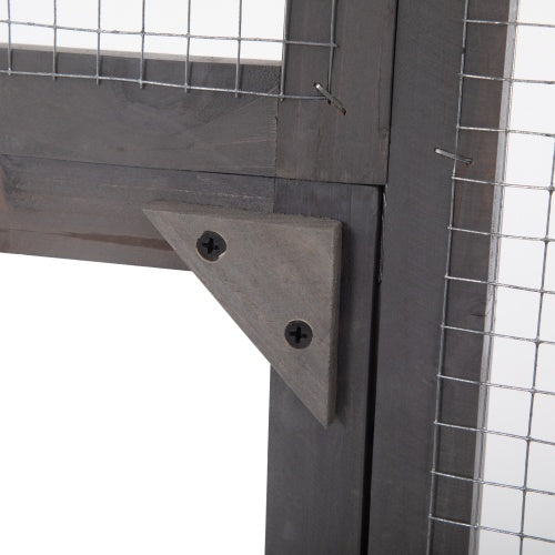 KFX-9921853 Spacious Grey Cat Cage with Outdoor Sun Roof and Elevated Platforms