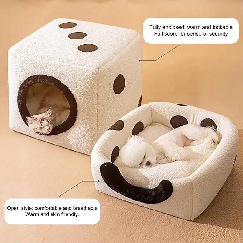 KFX-9924029 Cozy Teddy Plush Dog Kennel for Autumn and Winter - Small to Large Sizes Available