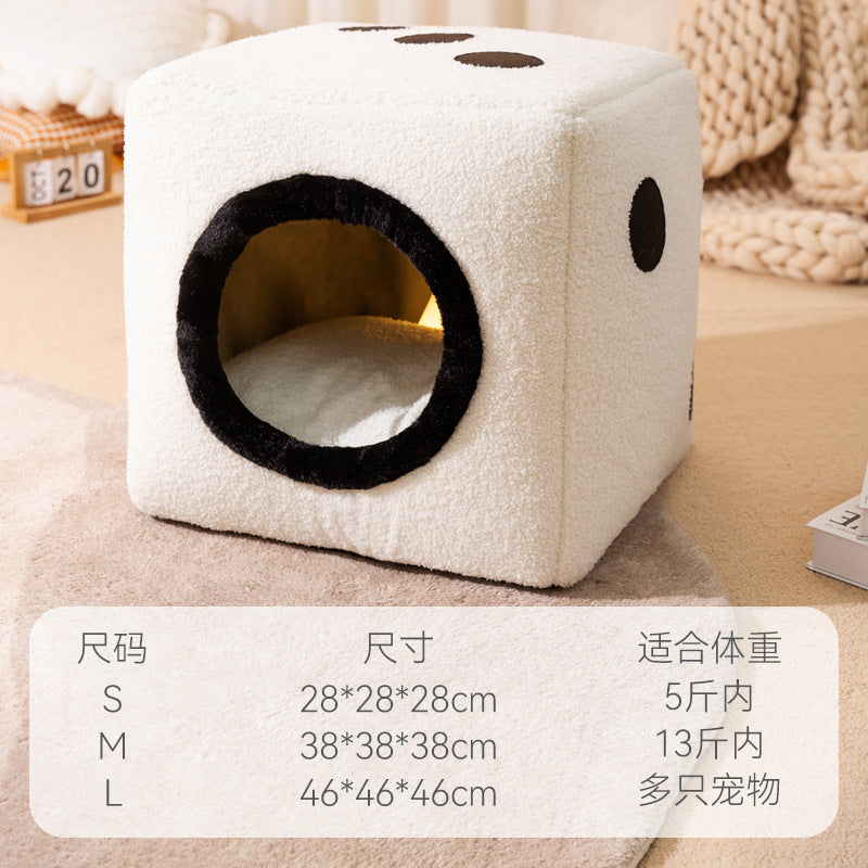 KFX-9924029 Cozy Teddy Plush Dog Kennel for Autumn and Winter - Small to Large Sizes Available