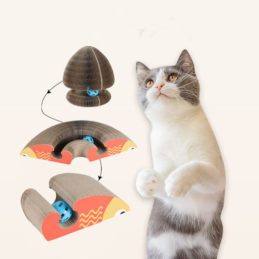 KFX-9924157 Magic Accordion Cat Scratch Board with Changeable Track Balls - Arch Bridge Design