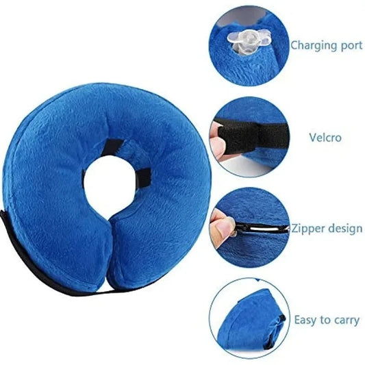 KFX-9925437 Inflatable Protective Dog Collar for Post-Surgery Recovery - Soft Cone for Small to Large Pets
