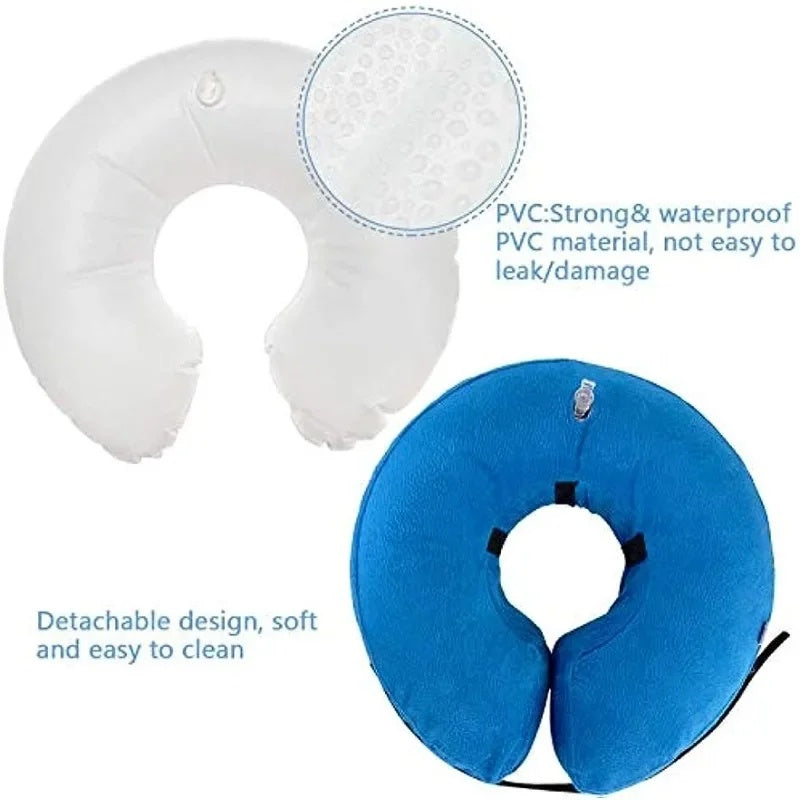KFX-9925437 Inflatable Protective Dog Collar for Post-Surgery Recovery - Soft Cone for Small to Large Pets