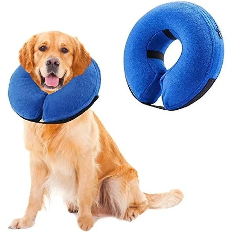 KFX-9925437 Inflatable Protective Dog Collar for Post-Surgery Recovery - Soft Cone for Small to Large Pets