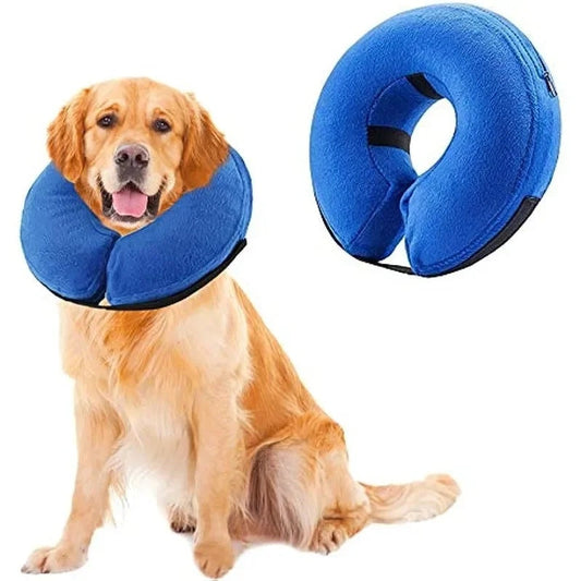 KFX-9925437 Inflatable Protective Dog Collar for Post-Surgery Recovery - Soft Cone for Small to Large Pets