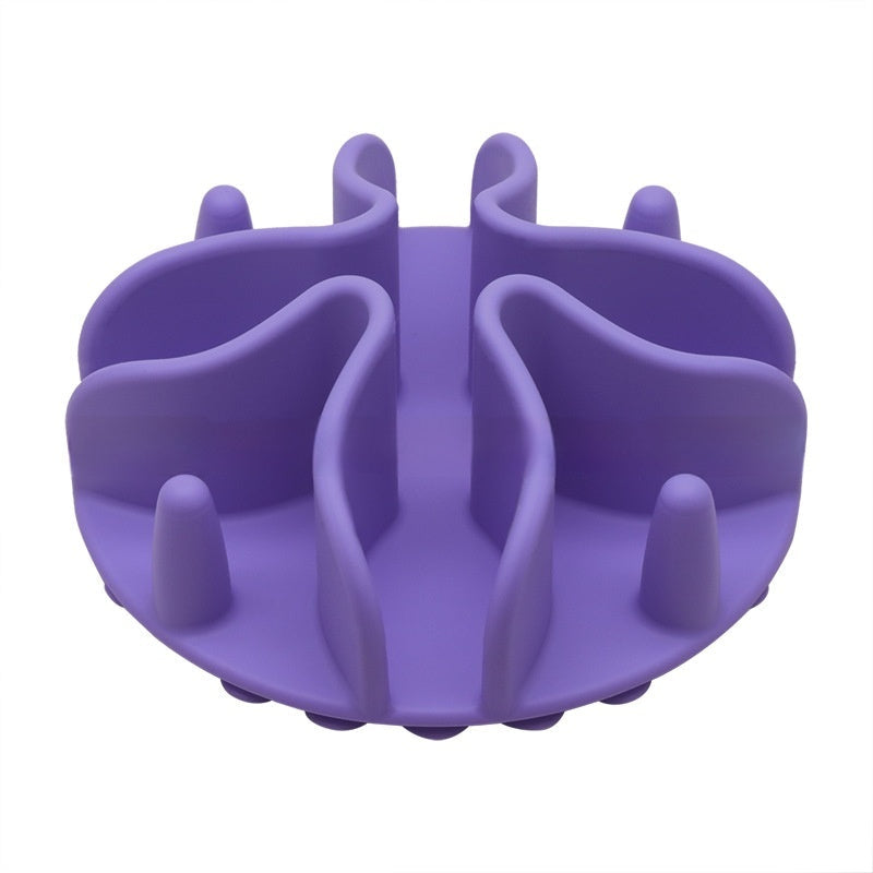 KFX-9927741 Silicone Dog Snack Licking Mat - Round Slow Feed Suction Cup Pet Dish in Gray, Purple, Orange, Black