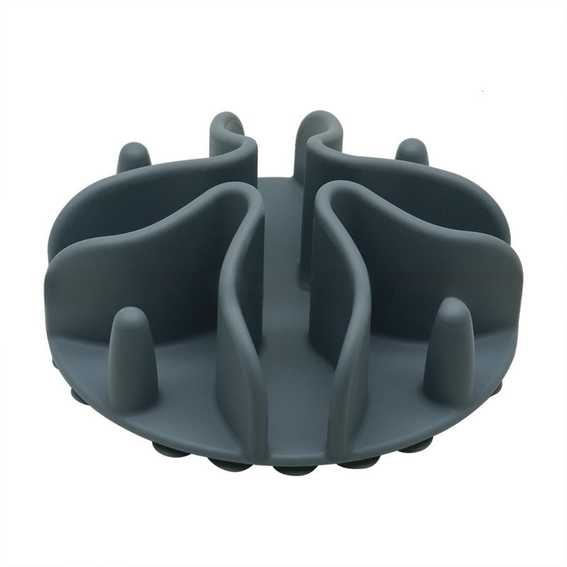 KFX-9927741 Silicone Dog Snack Licking Mat - Round Slow Feed Suction Cup Pet Dish in Gray, Purple, Orange, Black