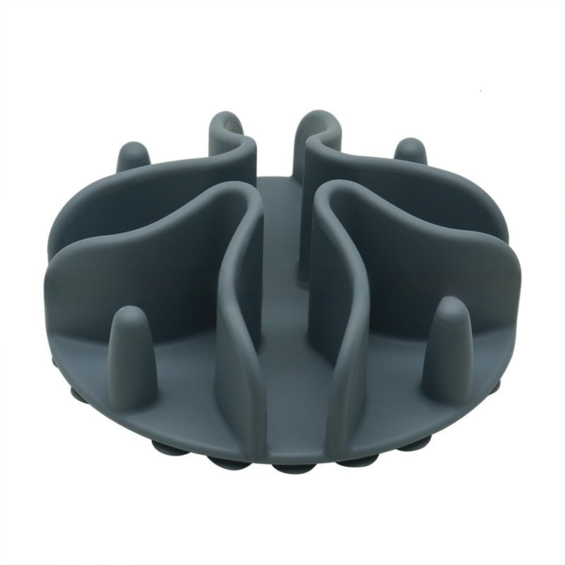 KFX-9927741 Silicone Dog Snack Licking Mat - Round Slow Feed Suction Cup Pet Dish in Gray, Purple, Orange, Black