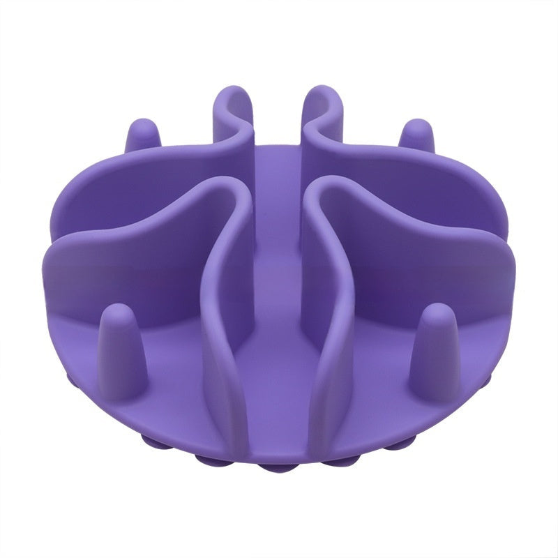 KFX-9927741 Silicone Dog Snack Licking Mat - Round Slow Feed Suction Cup Pet Dish in Gray, Purple, Orange, Black