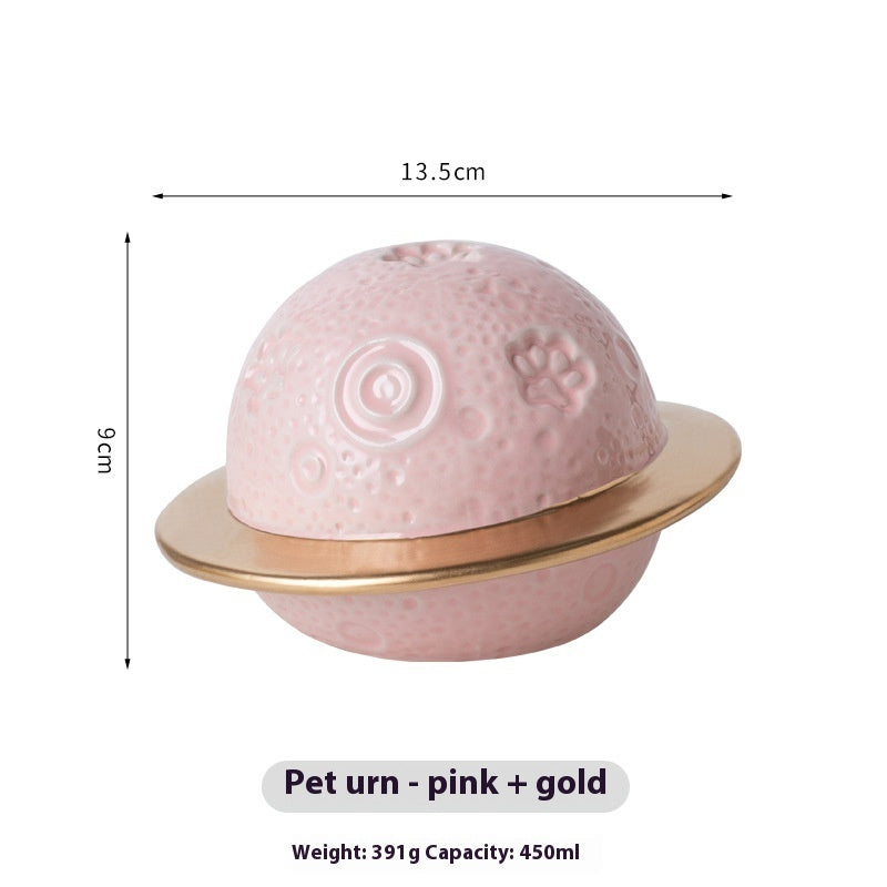 KFX-9927997 Ceramic Pet Memorial Cinerary Casket with Cosmic Starry Sky Design
