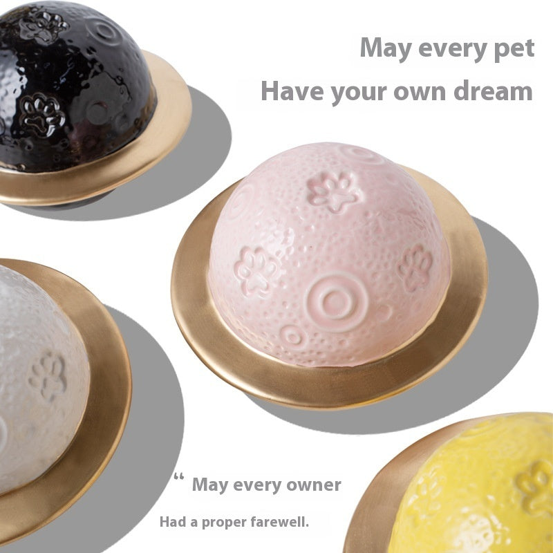 KFX-9927997 Ceramic Pet Memorial Cinerary Casket with Cosmic Starry Sky Design