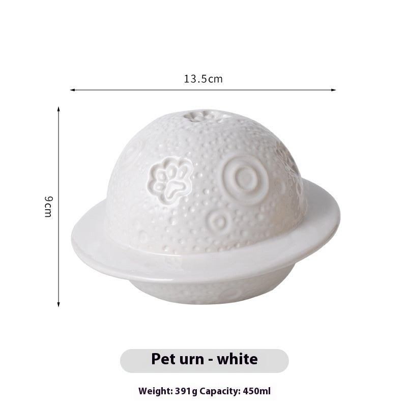 KFX-9927997 Ceramic Pet Memorial Cinerary Casket with Cosmic Starry Sky Design
