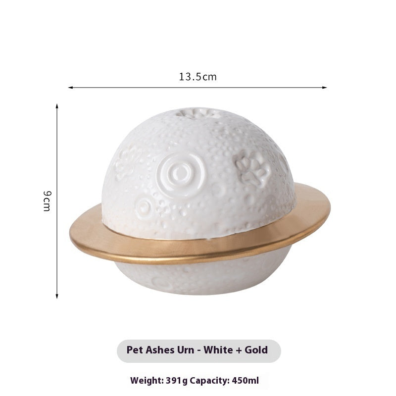 KFX-9927997 Ceramic Pet Memorial Cinerary Casket with Cosmic Starry Sky Design