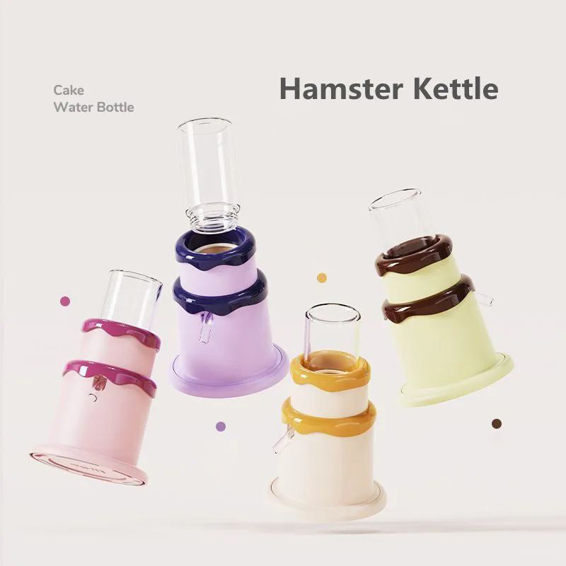 KFX-9929789 Small Pet Drinker Kettle for Hamsters, Mice & Chipmunks - 125ml High Borosilicate Glass with Silicone and Plastic Components