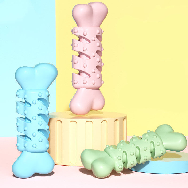 KFX-9930557 Pet Teething Chewing Toy - TPR Material, Solid Color Design in Orchid, Pink & Green