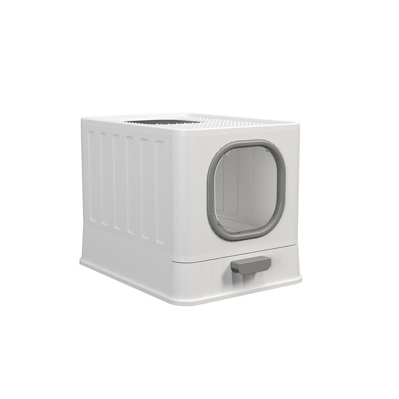 KFX-9931581 Fully Enclosed Large Cat Litter Box – Plastic Folding Design with Anti-Splash Feature in Various Colors