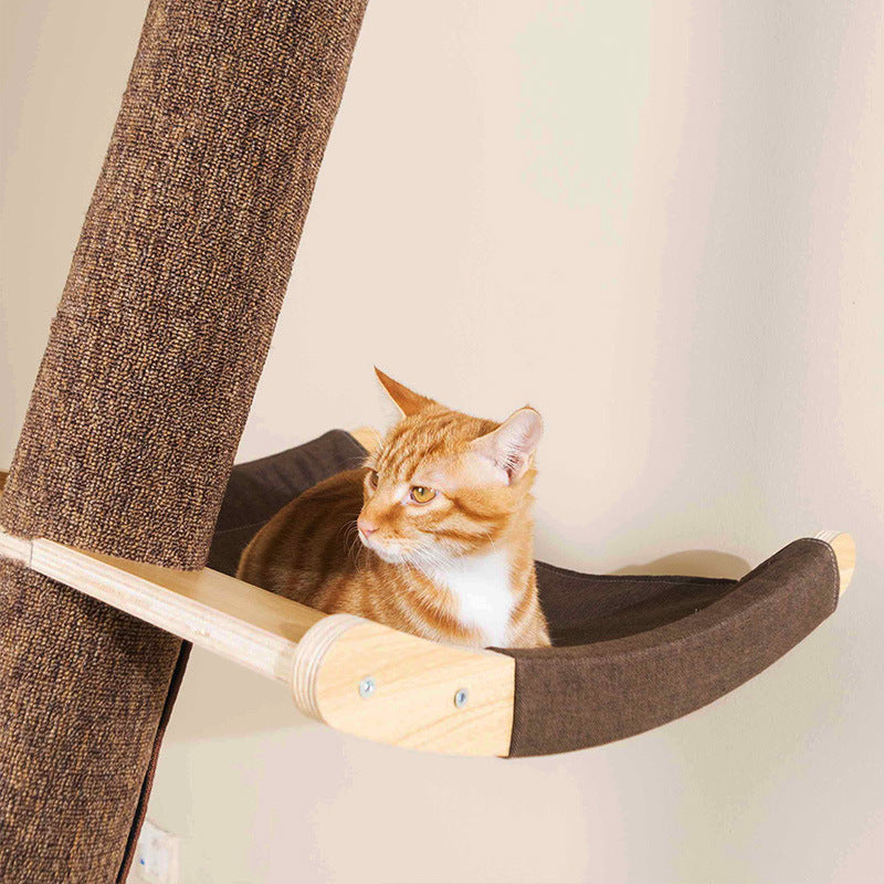 KFX-9932989 Solid Wood Cat Climbing Frame with Multi-Style Litter Options for Adult Cats and Kittens