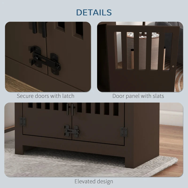 KFX-9933373 Elevated Dog Food Storage Cabinet with Stainless Steel Bowls, Espresso Finish
