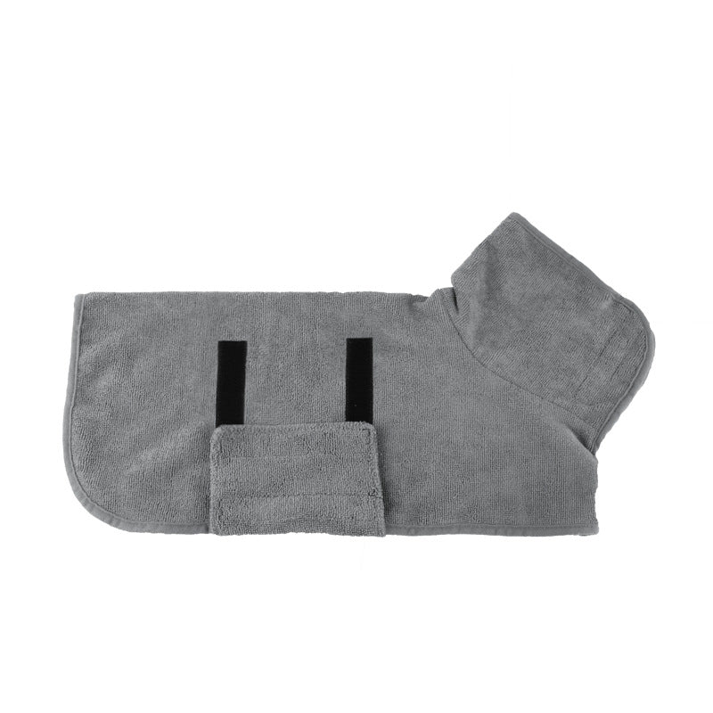 KFX-9933885 Soft Double-Sided Coral Fleece Dog Bathing Robe with Tucked Waist, Adjustable Fit for All Sizes