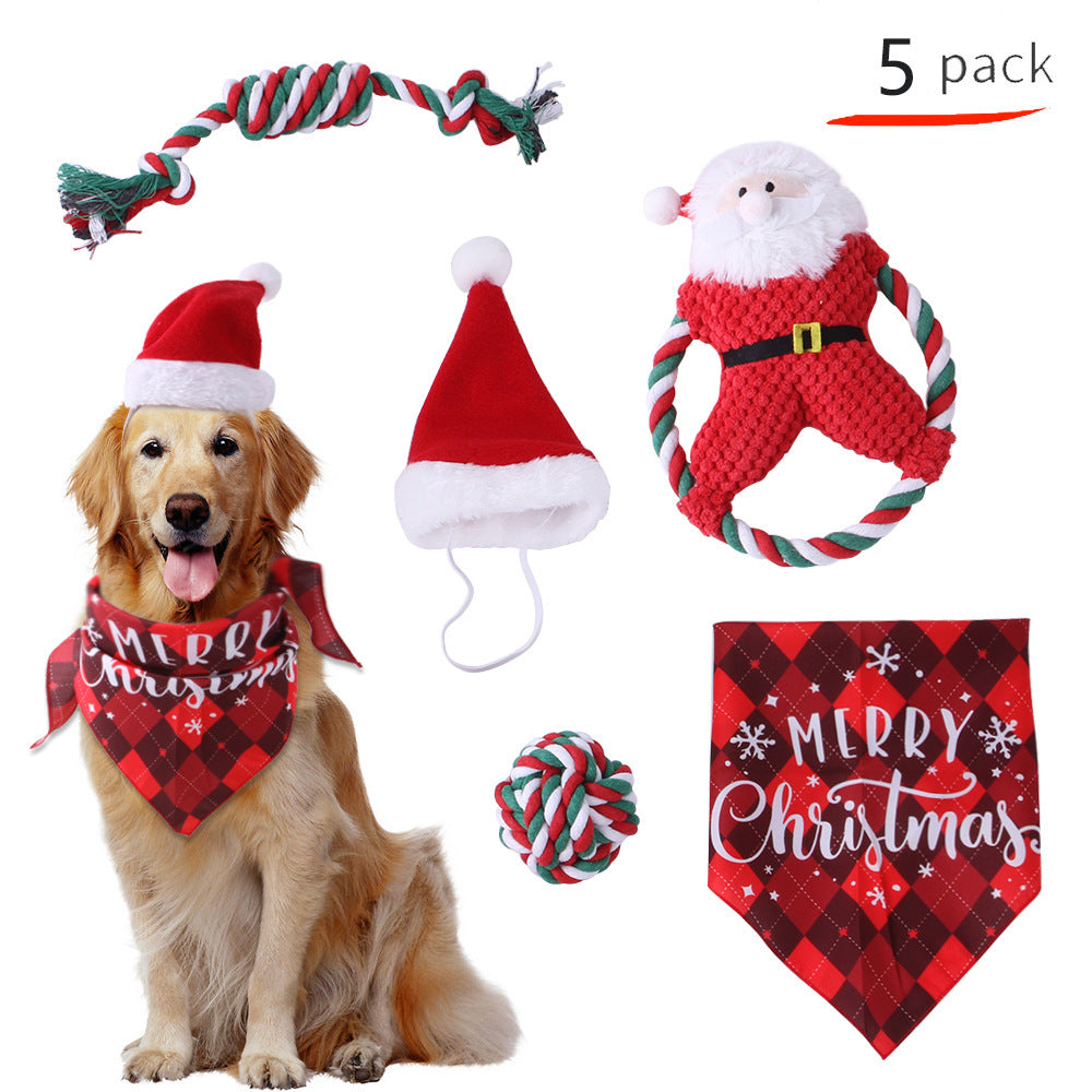 KFX-9934525 Durable Cotton Rope and Plush Dog Toy Set for Teeth Cleaning and Grinding